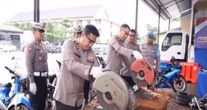 Hasil Ops Keselamatan Lalu Lintas Candi 2023, Polres Jepara Musnahkan Ratusan Knalpot Brong dan Menindak Ribuan Pelanggaran