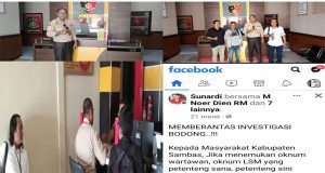 Atas Cuitan Saudara Sunardi Alias Abas Di Akun Facebook Pribadinya, Perwakilan Wartawan Mendatangi Polres Sambas