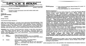 Sunardi Melalui Kuasa Hukumnya Salah Alamat Laporkan Revie Selaku Wartawan Postingan Berita Di FB Pribadinya: Harusnya Menggunakan Hak Jawab 2023