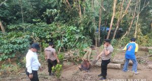 Anggota Polsek Pakis Aji, Bergotong Royong Bantu Bersihkan Vihara