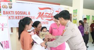 Kapolres Bersama Ketua Bhayangkari Cabang Jembrana Gelar Bhati Sosial di Hari Kesatuan Gerak Bhayangkari (HKGB) Ke – 71 Tahun 2023