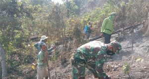 Babinsa Dan Bhabinkamtibnas Bersama Masyarakat Bahu Membahu Memadamkan Api