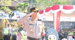 Kapolres Jembrana Pimpin Apel Gelar Pasukan Operasi Mantap Brata Agung 2023-2024 Untuk Pengamanan Pemilu Tahun 2024