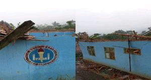 Gedung sekolahan SDN Girimukti Roboh akibat curah hujan Deras