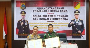 Amankan Pemilu 2024, Polda Sulteng dan Kodam XIII Merdeka tanda tangani Perjanjian Kerja Sama