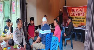 Jum’at Curhat, Polsek Tembilahan Hulu Sosialisasikan Call Center 110 dan Himbauan Pemilu Damai