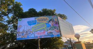 Melalui spanduk kodim 1705 Nabire mengajak masyarakat mensukseskan Pemilu 2024