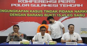 Ditresnarkoba Polda Sulteng Tangkap Kurir Pembawa Sabu 15,450 Kg