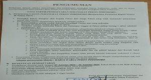 Panitia Penjaringan Perangkat Pekon Podomoro Buka Pendaftaran