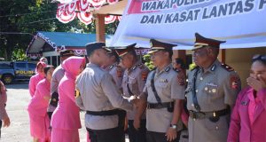 Upacara serah terima jabatan Wakapolres Nabire, Kabag Ops dan Kasat Lantas Polres Nabire