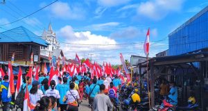 Pemuda Nubuai Melaksanakan Kegiatan Pawai 1.000 Bendera Merah Putih di Waropen Papua