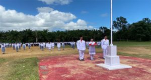 Anggota Satgas TMMD Reguler Ke 121 Kodim 1210/Landak Jadi Komandan Kompi Barisan Peserta Upacara HUT RI ke-79