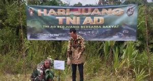 Kodim 1209-02/Sgu Ledo Besama Pemda Menanam Pohon Peringati Hari Juang TNI AD