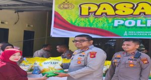 Kapolres Kampar Tinjau Langsung Pasar Murah di Polsek Tambang, 2 Ton Beras Dijual Dengan Harga Terjangkau