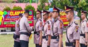 Kapolres Pimpin Sertijap Kabag Ren dan Lima Kapolsek Jajaran Polres Kampar