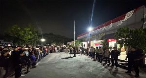 I Gede Bagus Ariska Sudana S.T.K.I.K Kapolsek Tarumajaya Pimpin Apel Gabungan Antisipasi Adanya Demontrasi