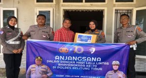 Peringati Hari Lalu Lintas Bhayangkara Ke-70, Satlantas Polres Beltim Gelar Bakti Sosial