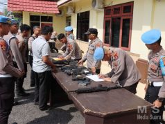 Pastikan Kelayakan Dan Kedisiplinan Personel,Polres Beltim Gelar Pengecekan Senjata Api Dinas