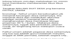 Beredar di media sosial Facebook sebuah unggahan yang mengklaim bahwa seorang bernama Fathul Umam diduga bersekongkol dalam upaya menjerat keuangan Desa